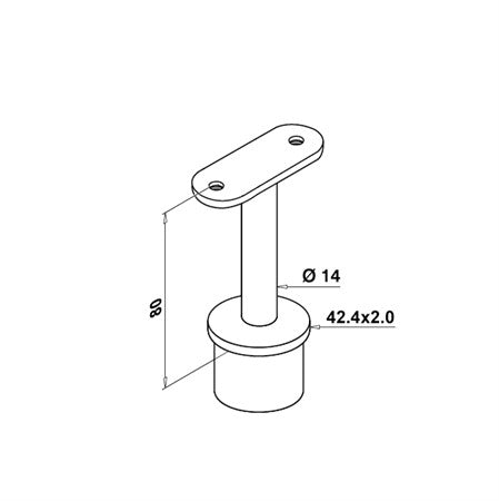 Handledarfäste 42,4 x 2,0 mm För plan handledare