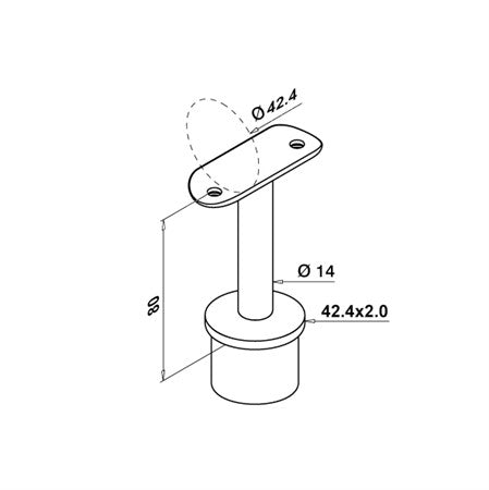 Handledarfäste 42,4 x 2,0 mm För rund handledare