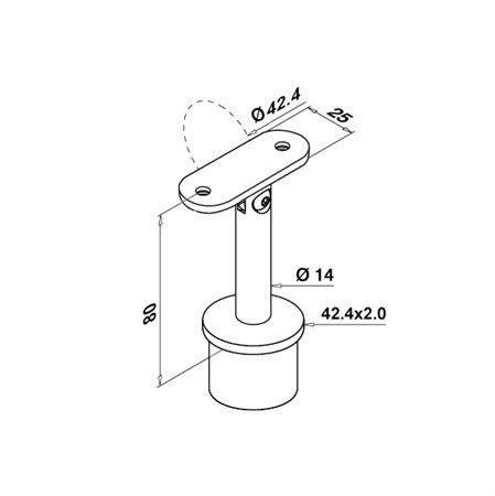 Handledarfäste 42,4 x 2,0 mm justerbar För plan handledare