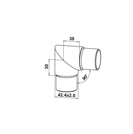 Rörförbindare rör 42,4 x 2,0 mm 90 grader