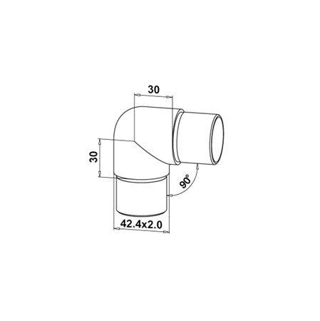 Rörförbindare rör 42,4 x 2,0 mm 90 grader