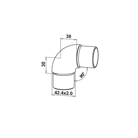 Rörförbindare rör 42,4 x 2,0 mm 90 grader