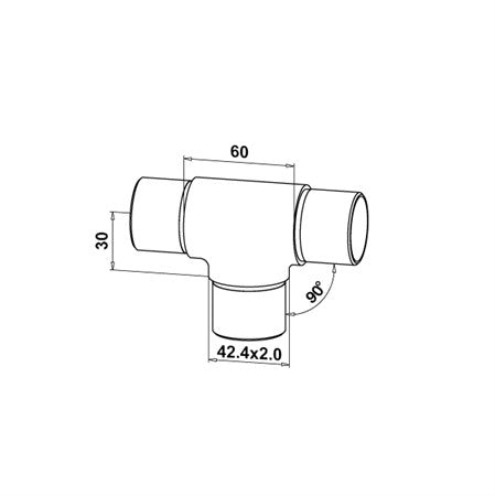 3 vägs rörförbindare rör 42,4 x 2,0 mm