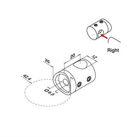 Stånghållare änd-stopp höger