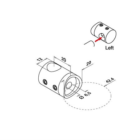 Stånghållare änd-stopp vänster