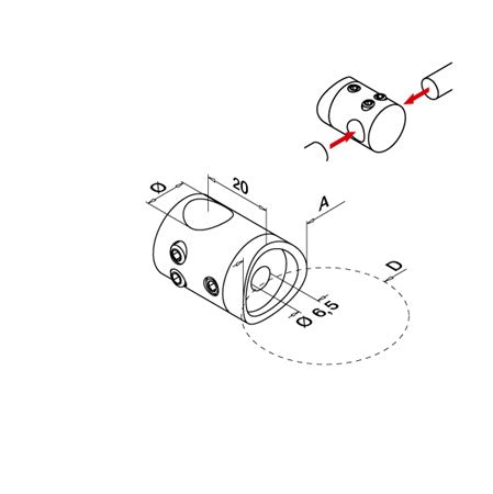 Stånghållare rör 42,4 mm /12 mm Skarv