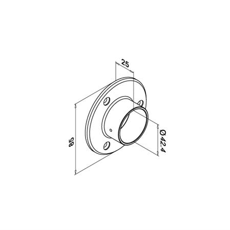 Väggfäste rör 42,4 mm D = 95 mm H = 40 mm