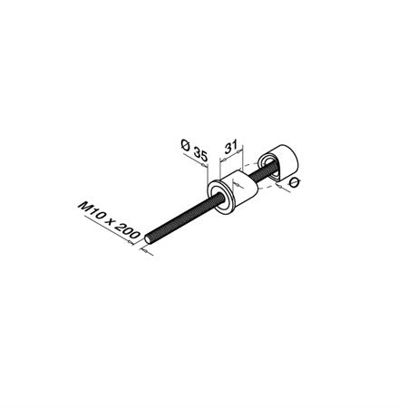 Stolphållare rör 42,4 mm M10 x 200 mm Styck pris