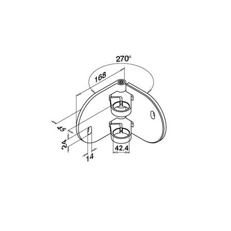 Stolphållare rör 42,4 mm Justerbar H = 45 mm