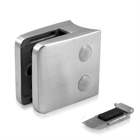 Klämfäste rör 42,4 mm Glas 8 mm / 8,76 mm / 10,76 mm Storlek: 55 x 55 mm M8 skruv ingår Säkerhetsplatta ingår 1 par gummi ingår 8 mm