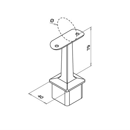 Handledarfäste 40 x 40 x 2,0 mm För rund handledare