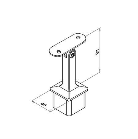Handledarfäste 40 x 40 x 2,0 mm För plan handledare Justerbar