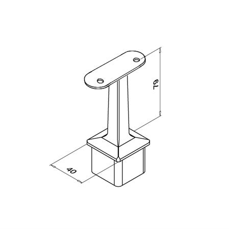 Handledarfäste 40 x 40 x 2,0 mm För plan handledare
