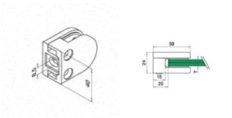Klämfäste plan Glas 8 mm / 8,76 mm / 10,76 mm Storlek: 55 x 55 mm M8 skruv ingår Säkerhetsplatta ingår 1 par gummi ingår. 8 mm gummin används till 8.38 mm glas.