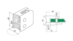 Klämfäste rör 42,4 mm Glas 8 mm / 8,76 mm Storlek: 45 x 45 mm M8 skruv ingår Säkerhetsplatta ingår 1 par gummi ingår. 8 mm gummin används till 8.38 mm glas.