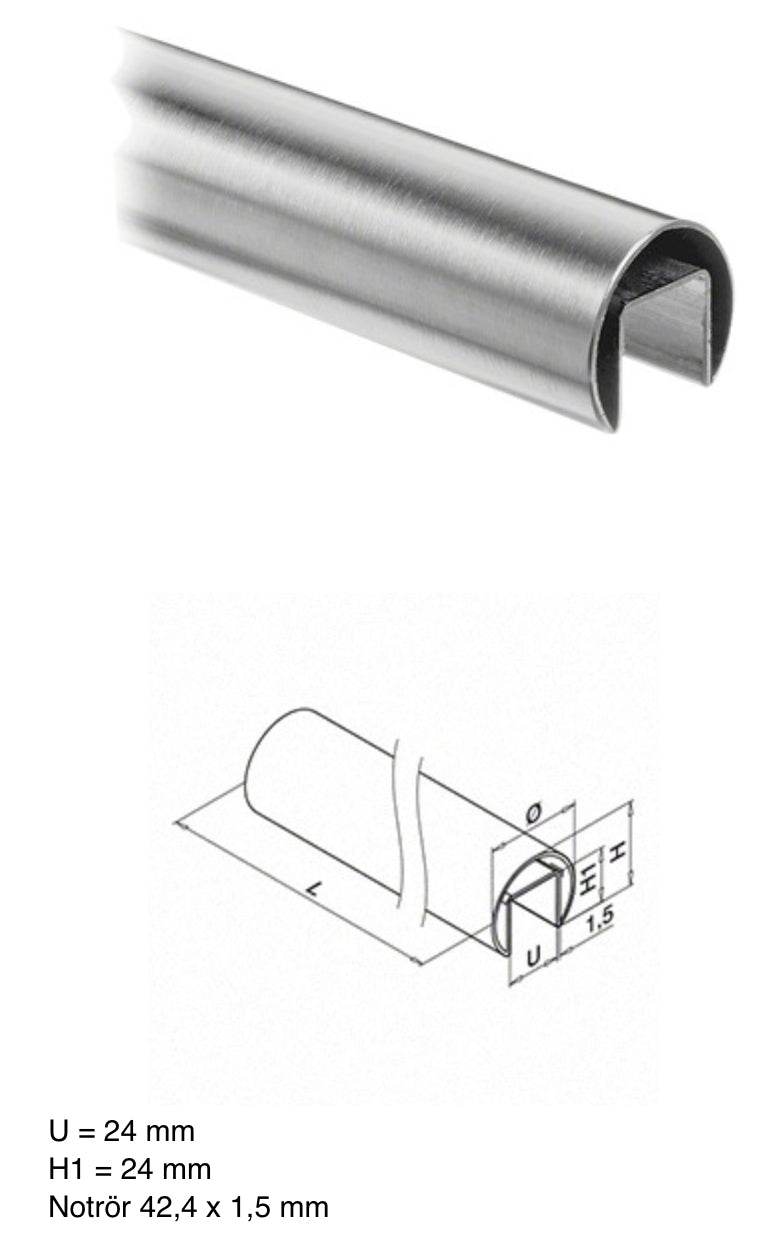 U-profilrör 42,4 x 1,5 mm 24 x 24 mm, L = 2,5 m