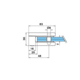 Klämfäste plan Glas 8 mm / 8,76 mm / 10,76 mm Storlek: 45 x 63 mm M8 skruv ingår 1 par gummi ingår 8 mm