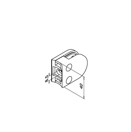 Klämfäste rör 42,4 mm Glas 6 mm / 8 mm / 8,76 mm Storlek: 40 x 50 mm M8 skruv ingår 1 par gummi ingår 6 mm