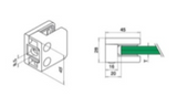 Klämfäste plan Glas 8 mm / 8,76 mm Storlek: 45 x 45 mm M8 skruv ingår 1 par gummi ingår